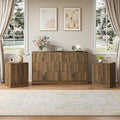 7 Drawer Dresser & Nightstand Set 3-Piece, 55” Wide Bedroom Dresser and Night Stand Set of 2 with Metal Handle, Fluted Modern Wood Chest of Drawers Storage Dressers Set for Bedroom, Walnut