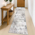 IOHOUZE Abstract Area Rugs and Runners Sets 2x3 and 2x6 Ft, Washable Entryway Rug and Runner Set, Non Slip Kitchen Rug Set, Printed Faux Wool Modern Floor Carpet for Hall Kitchen Entrance, Grey Beige