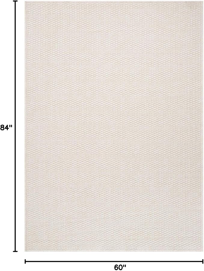 Easy Jute Rug 5x7 Indoor Outdoor Natural Rugs Solid Fiber Rug Woven Area Rug Boho Easy Clean Inside Carpet for Living Room Bedroom Dining Room Hallway or Outdoor Patio Porch (5 X 7 Bone)
