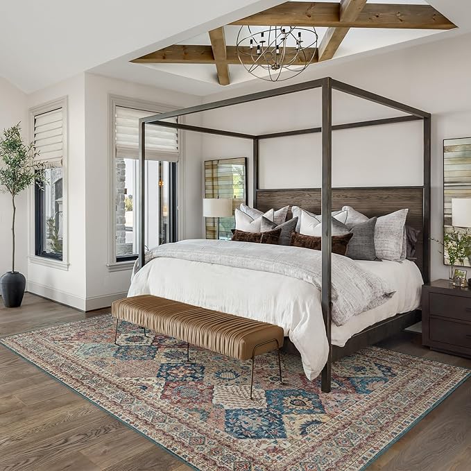 Gertmenian Indoor Boho Area Rug - 6x9 Medium, Non Slip, Super Strong, Ideal for High Traffic Areas in Bedroom, Living Room, Kitchen - Cinzia, Bronze, 28507