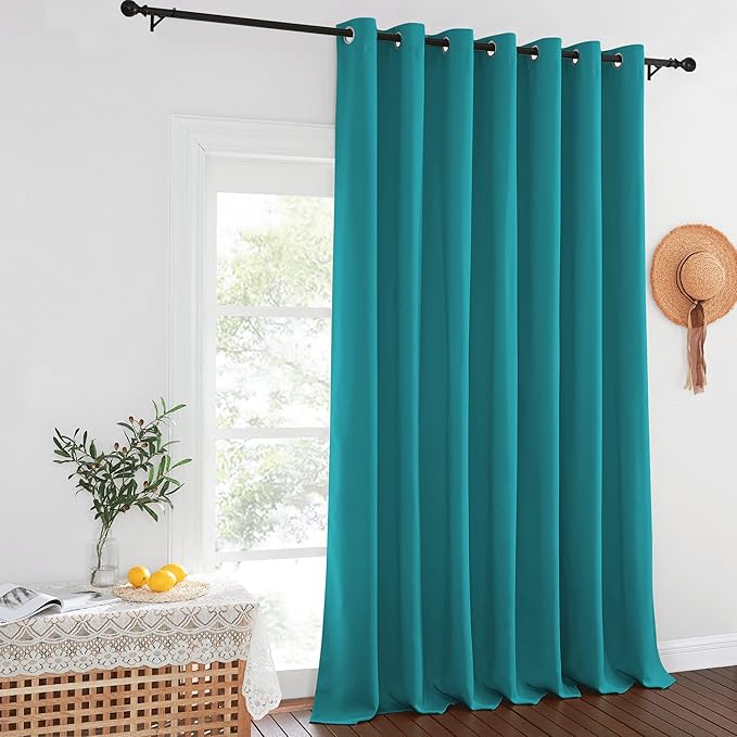 NICETOWN Peacock Teal Blackout Curtains for Bedroom/Living Room 132 Inch Length - Thermal Insulated Room Darkening Grommet Top Window Curtains (100 by 132 - Inch, 1 Panel)