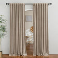 RYB Home Camel Beige Velvet Curtains 96 inches - Rod Pocket Farmhouse Window Panels Privacy Theraml Insulted Drapes for Bedroom Bathroom Hotel Hall, W62 x L96, 2 Panels Set