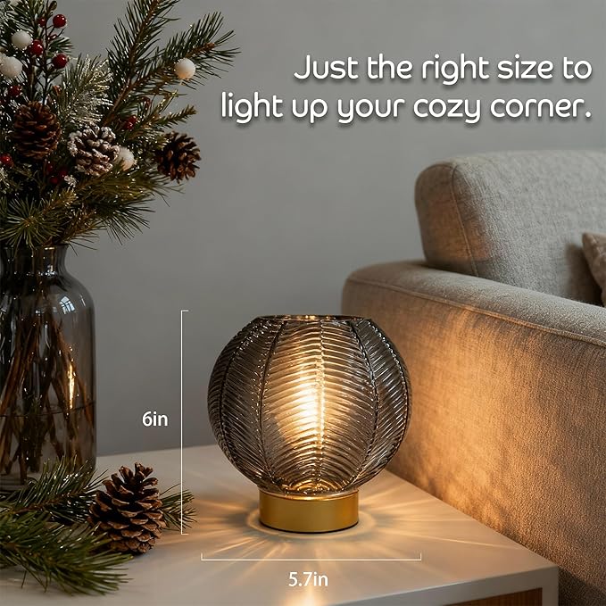 Battery Operated Lamp with Timer, Small Table Lamp Battery Powered, Cordless Bedside Lamps for Living Room Decorative Lamp for Bedroom Tabletop Shelf Dorm Desk-Grey