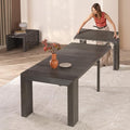 Transformer Table - Solid Wood Extendable Dining Table, Seats 2-12, Extendable Dining Room Table, Space-Saving Furniture, Expandable Dining Furniture (Dark Grey, Table + Coffee Table)