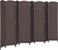 HOMCOM Room Divider, 8 Panel Folding Privacy Screen, 5.6' Tall Freestanding Wall Partition for Home Office, Bedroom, Brown