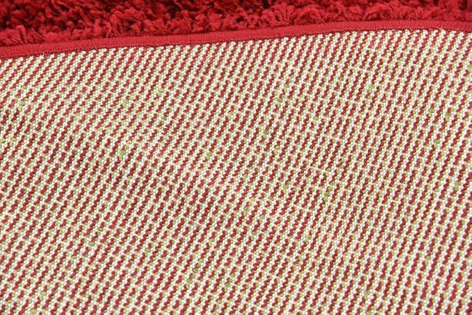 Unique Loom Solid Shag Collection Area Rug (6' 1" Round, Cherry Red)