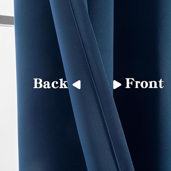 Blackout Curtains 84 Inch Length 2 Panels Set, Black Out Curtains for Bedroom 84 Inch Long, Rod Pocket Energy Saving Room Darkening Drapes for Living Room Window Navy Blue(W52 x L84)