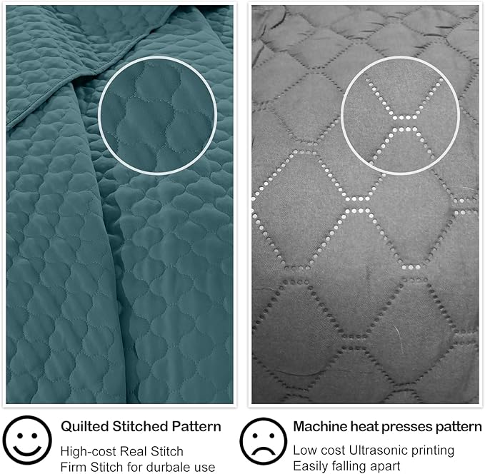 HORIMOTE HOME Quilt Queen Size Teal Blue, Lightweight Quilts for Summer Ultra-Soft Microfiber Modern Style Quilted Clouds Pattern Bedspread Quit Set 3 Pieces(1 Quilt and 2 Pillow Shams)