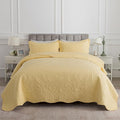HoneiLife King Size Quilt Sets - 3 Piece Microfiber Quilt Set Lightweight Bedspreads Reversible Coverlets Rustic Bed Cover King Quilt Bedding Set All Season Quilts-Yellow