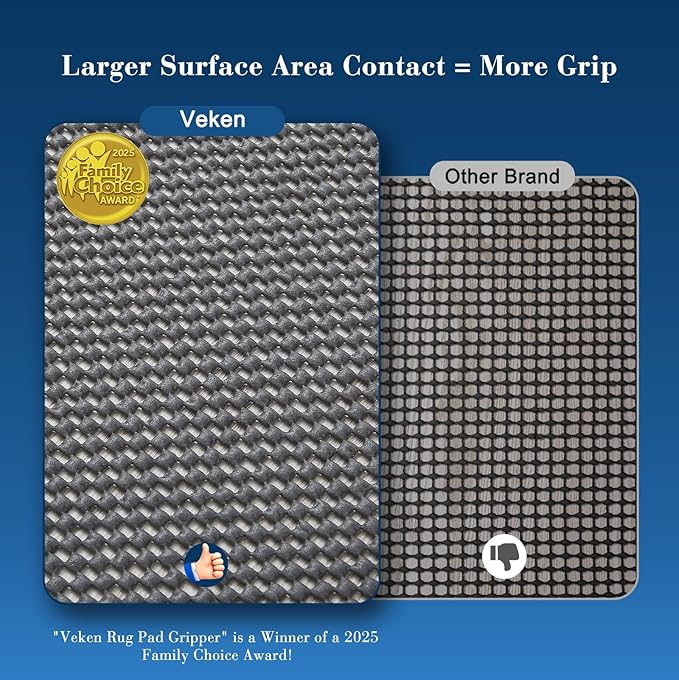 Veken 5x7 Ft Rug Pad Gripper for Hardwood Floors, Non Slip Dark Grey Rug Pads for Area Rugs, Thick Rug Grippers for Tile Floors, Under Carpet Anti Skid Mat, Keep Your Rugs Safe and in Place