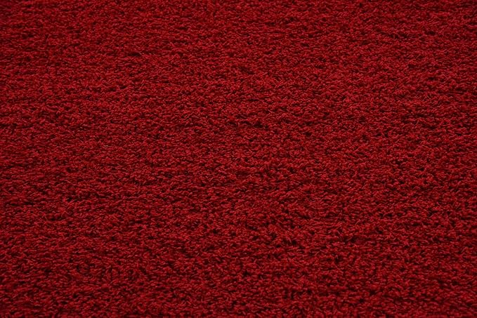 Unique Loom Solid Shag Collection Area Rug (8' Square, Cherry Red)