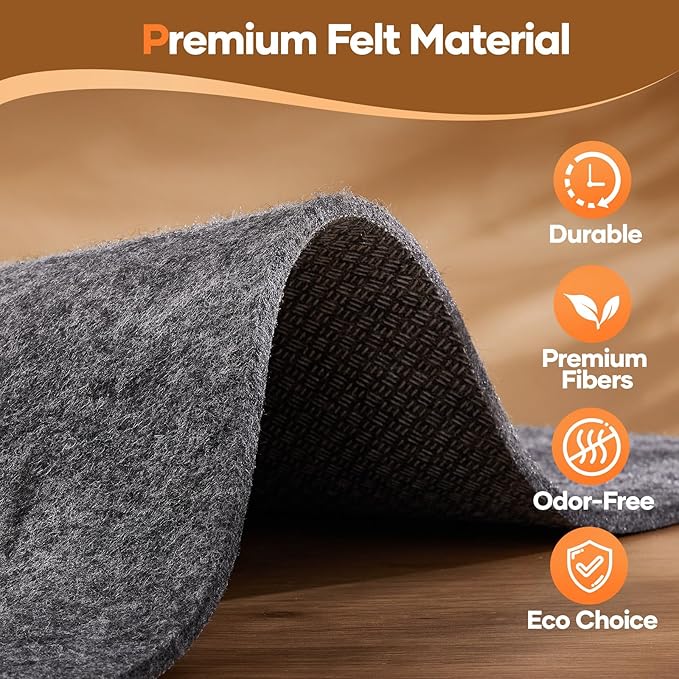 Veken Non Slip Cushioned Rug Pad Gripper 5 x 7 Ft, Felt and Silicone Backing, Carpet Liner for Hardwood Floors and Finishes, Under Area Rugs Anti Skid Mat, Keep Rugs Safe and in Place, 1/4 inch Thick