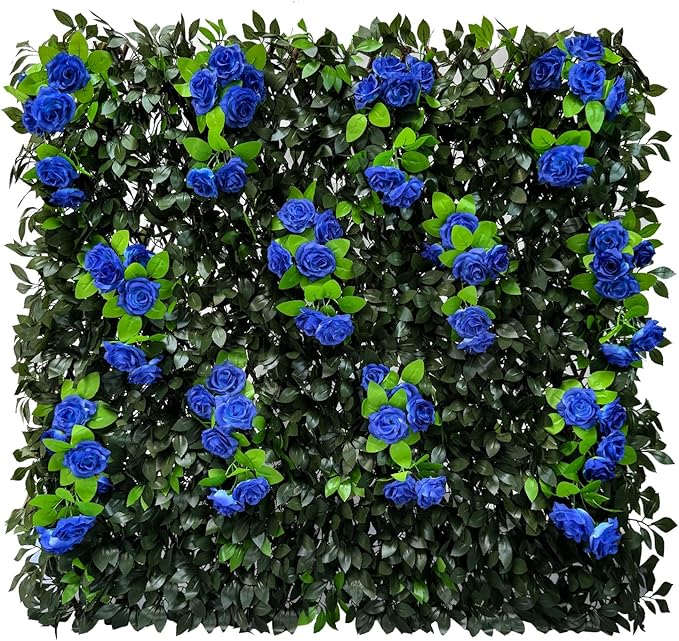 GLANT Expandable Fence Privacy Screen for Balcony Patio Outdoor,Decorative Faux Ivy Fencing Panel,Artificial Hedges (Single Sided Leaves) (1, Branches -Blue Rose)