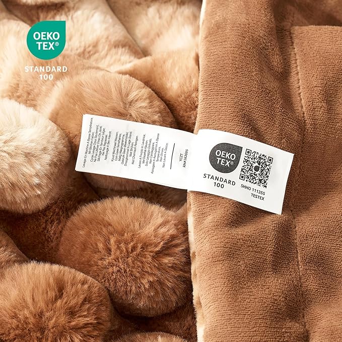Cozy Bliss Faux Fur Throw Blanket for Couch, Cozy Warm Plush Striped Blanket for Sofa Bedroom Living Room, 50 * 60 Inches Tie-dye Brown