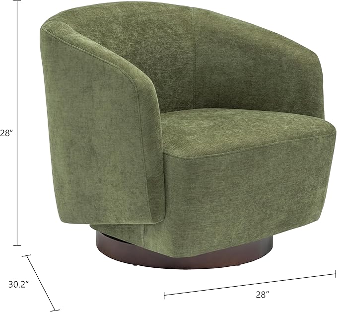 MINCETA Accent Chair,Modern Swivel Chairs for Living Room and Bedroom Reading with Wood Base,Fabric in Green