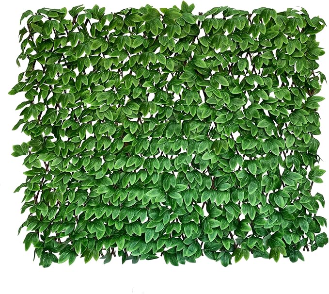 Sumery Expandable Fence Privacy Screen for Balcony Patio Outdoor,Decorative Faux Ivy Fencing Panel,Artificial Hedges (Single Sided Leaves) (1, Peony Leaf)
