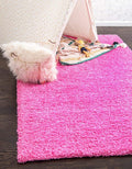 Unique Loom Solid Shag Collection Area Rug (9' x 12' 2" Rectangle, Taffy Pink)