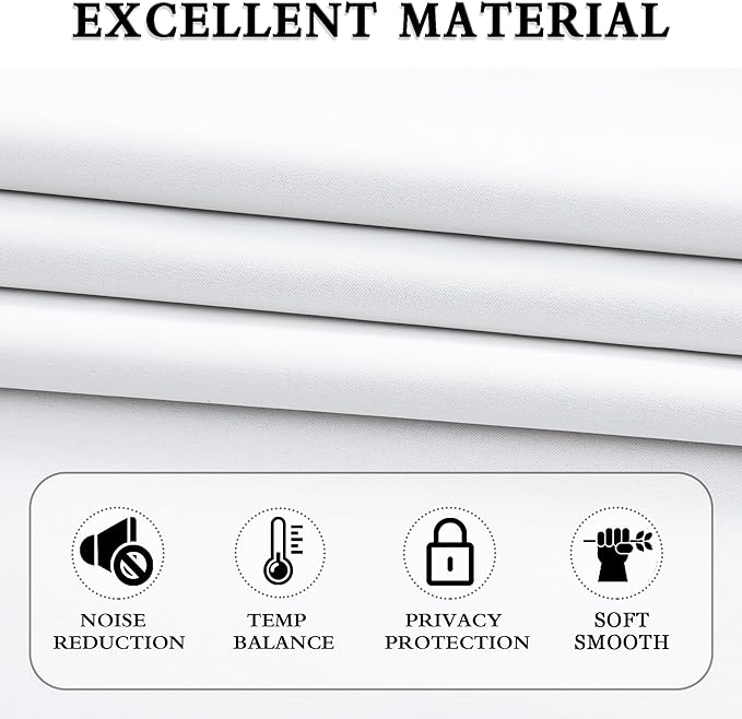 DONREN 48 Inches Long Pure White Half Blackout Curtains for Cafe Bathroom,Easy-Care Thermal Insulated Rod Pocket Room Darkening Draperies/Drapes,W 52 x L 48,2 Panels