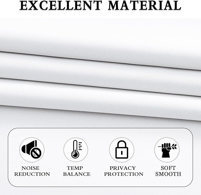 DONREN Patio Door Half Blackout Curtain Panels,108 inch Length Ceiling to Floor Extra Long Energy Efficient Drapes Curtains for Sliding Glass Door(Pure White,2 Pieces,5FT x 9FT,W 60 x L108)