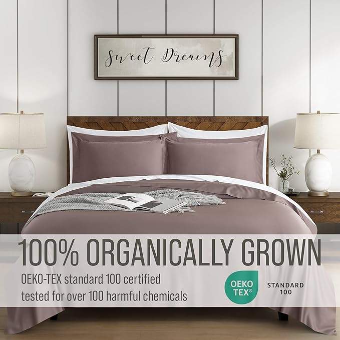 Bella Coterie Luxury Bamboo Viscose King Size Duvet Cover Set | 100% Organically Grown | Corner Ties | Ultra Soft | Cooling | Two Pillow Shams | 106 x 94 | No Insert [Mocha]