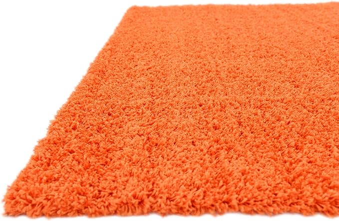 Unique Loom Solid Shag Collection Area Rug (8' Square, Tiger Orange)