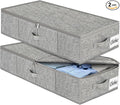 Under Bed Storage Container Bins 2 Pack, Low Profile Foldable Underbed Clothes Storage Organizer W/ Ultra Thick Fabric and Sturdy Bottom/Sides, Dual Zipper Storage Box for Dorm and Home 30x16x6.7"