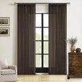 Dark Chocolate 80 Inch Pinch Pleated Linen Curtains 2 Panels for Living Room Bedroom Memory Training Shaped Semi Sheer Pleat Drapes with Hooks Rings Light Filtering Window Curtain 40x80