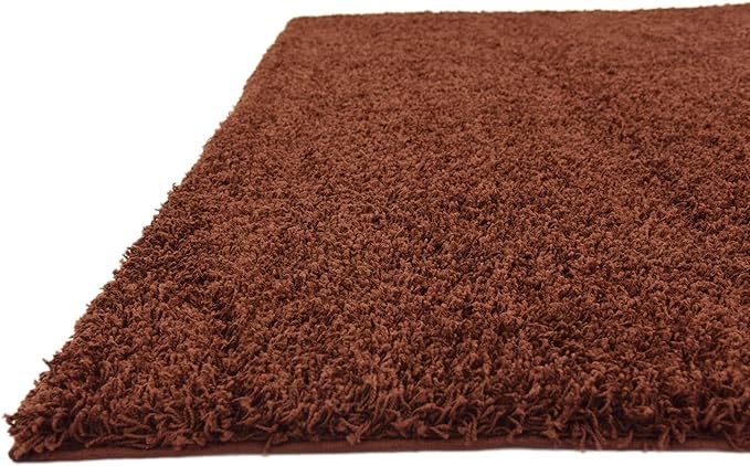 Unique Loom Solid Shag Collection Area Rug (8' Square, Chocolate Brown)