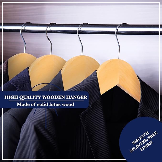 Wooden Hangers 20 Pack | Non-Slip Velvet Suit Hangers for Men | Luxury Velvet Hanger for Dresses, Coats, Jackets & Pants for Women and Men| Heavy-Duty Clothes Hanger - Beige – SAMSARC
