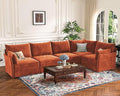 ABCASA 135.5" Oversized Modular Sectional Sofa, L Shaped Convertible Couch with Movable Ottoman, 5 Seat Corner Couches for Living Room Deep Seat Terracotta Orange Chenille