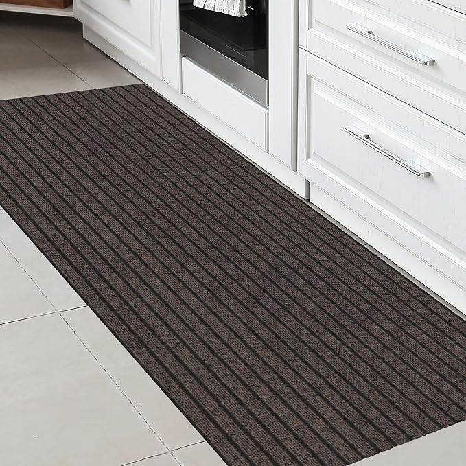 Ottomanson 2'7" x 6' Hallway Runner with Scraper Pile - Extra Durable Non-Slip Rug Mat for Indoor & Outdoor Use - Ideal for Kitchen, Entryway & Garage - High-Traffic Carpet, Brown