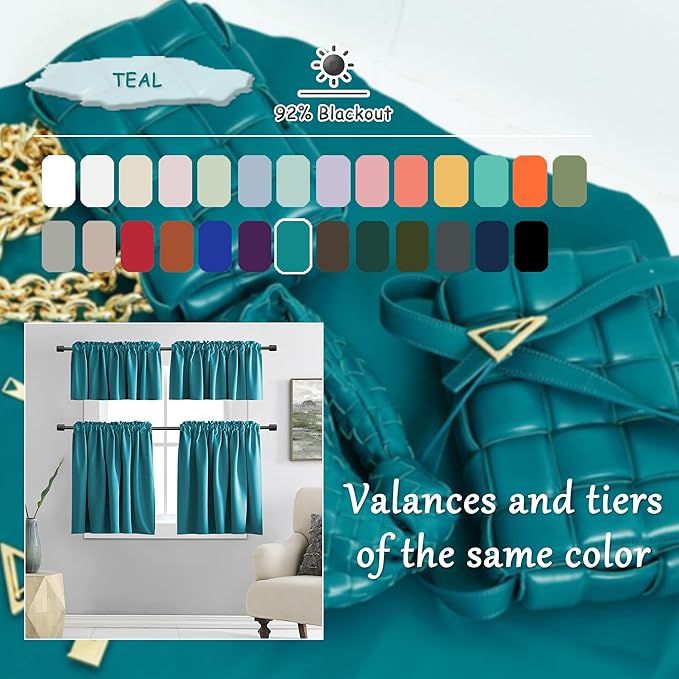 DONREN 108 Inches Length Rod Pocket Curtains - 2 Panel Blackout Thermal Insulated Drapes Curtains for Living Room Bedroom (Teal,52 X 108 Inch)