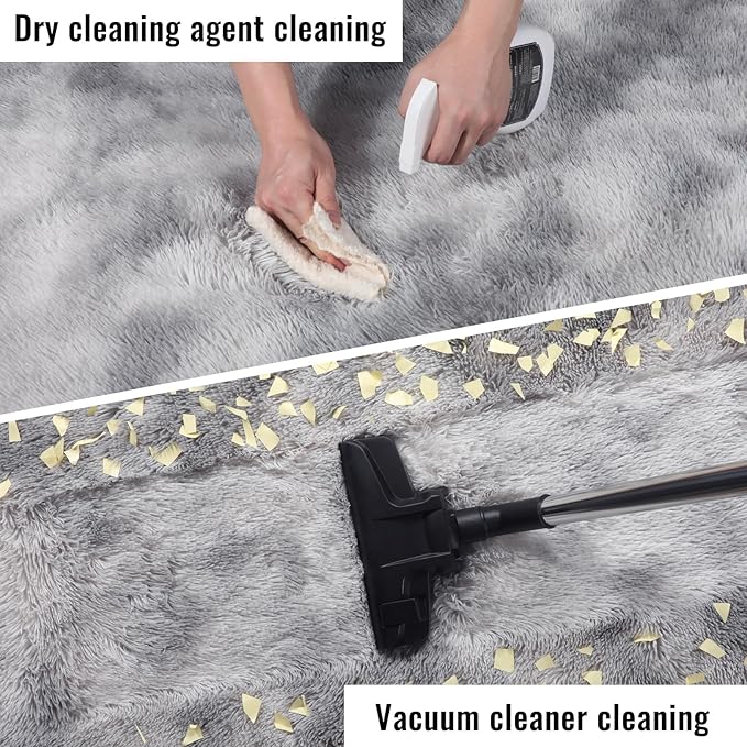 PAGISOFE Abstract Shaggy Machine Washable Area Rug 4' x 6' Plush Soft Fluffy Fuzzy Furry Carpet for Living Room, Home Decor Aesthetic Tie-Dyed Light Grey Bedside Rugs, Nursery Grils Boys Kids Room