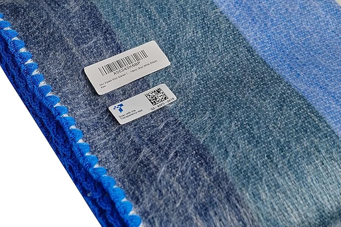 QISU Alpaca Wool Blanket Throw | Large, Beautiful, Warm, Stripe | 85 x 65 inches | Ultra-Soft, Hypoallergenic and Breathable | Non-Itchy or Scratchy Fabric (Blue White Stripe), Queen