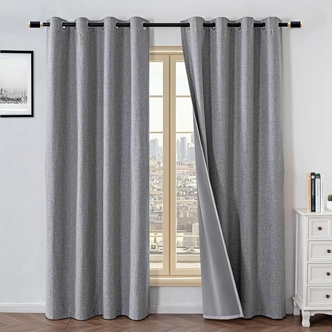 100% Blackout Curtains 108 Inches Long 2 Panels Set, Black Out Curtains for Living Room, Light Grey Thermal Insulated Grommet Drapes Bedroom Luxury Decor Privacy(52W × 108L inch, Light Grey)