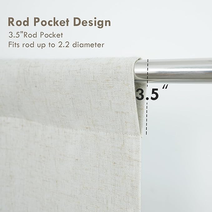 DriftAway Double Layer Linen Blackout Tie Up Curtains Thermal Insulated Fully Lined Balloon Roman Shade Bathroom Window Adjustable Rod Pocket for Small Window 39 Inch by 55 Inch Light Linen