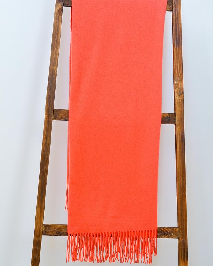 Alashan Ripple Finish - Cashmere Blend Throw Blanket - Soft Woven Coral Cashmere Throw