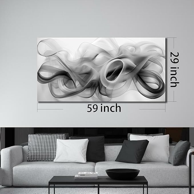JuhaiArt White Canvas Wall Decorations Black Wall Art Large Abstract Canvas Wall Art for Living Room Poster Picture for Home Office 29"x 59"