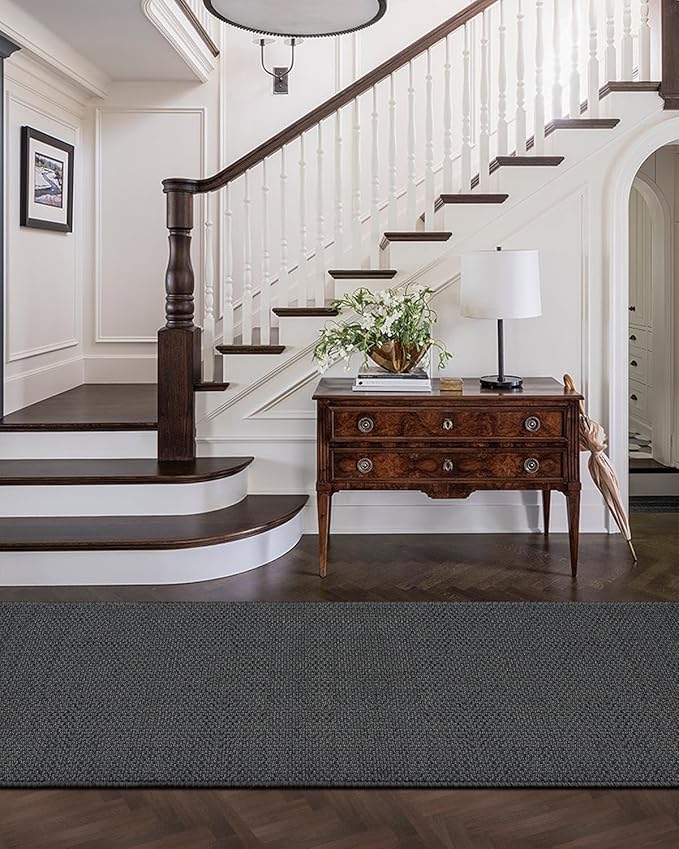 Color&Geometry Door Mat 26" x95, Front Door Mat Indoor Rugs for Entryway, Non Slip Washable Low-Profile Inside Doormat, Entry Mat Entry Rug Door Mats Indoor Entrance, Grey (Rolled-up NO Creases)