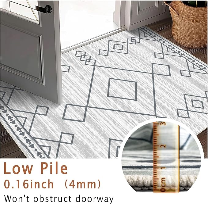 Runner Rug 2'x8' Western Washable Non-Slip Runners for Hallways Kitchen Entryway Laundry Room Modern Carpet Hallway Runner Checkered
