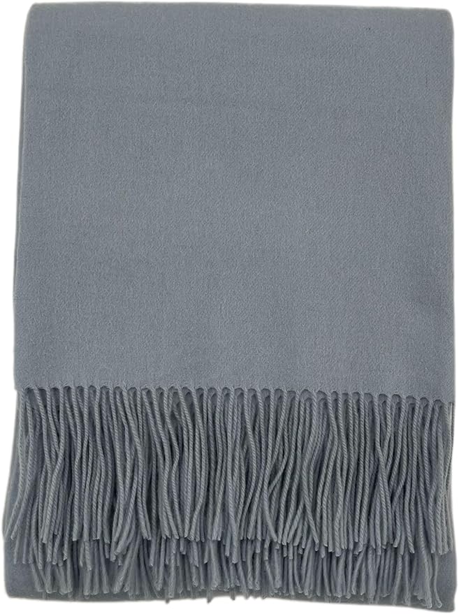 Alashan Cashmere Blend Ripple Finish Woven Throw (Blue Haze)