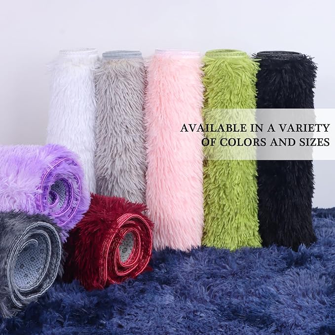 duduta Black Soft Fluffy Rectangle Rug 3x5 ft, Shag Furry Plush Throw Rug for Bedroom Nursery Living Room Home Decor
