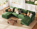 ABCASA 134.6" Oversized Modular Sectional Sofa, 6 Seater U Shaped Couch with Storage Ottoman with Reversible Chaise Deep Seat for Living Room, Apartment - Chenille Green