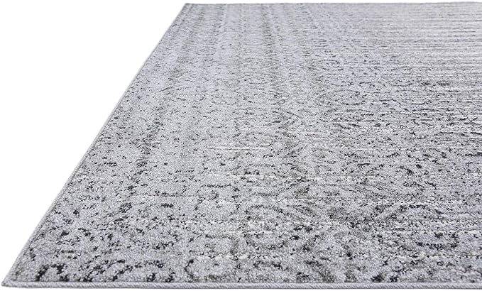 Unique Loom Del Mar Collection Area Rug - Jennifer (7' 10" Square, Gray/ Black)
