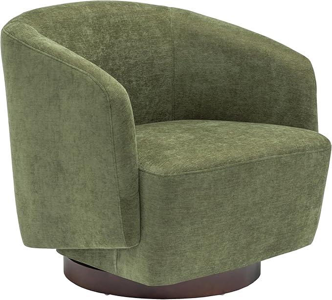 MINCETA Accent Chair,Modern Swivel Chairs for Living Room and Bedroom Reading with Wood Base,Fabric in Green