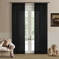 Black Linen Curtains Pinch Pleated 84 Inches Long for Living Room Bedroom Pleat with Rings Back Tab Semi Sheer Curtains 84 Inch Length 2 Panels Set Light Filtering Farmhouse Rustic Drapes