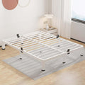 ROIL 7 Inch White Queen Bed Frame with Rounded Corner and Mattress Retainers, 3500LBS Heavy Duty Steel Slats No Box Spring Needed Platform Noise-Free Easy Assembly