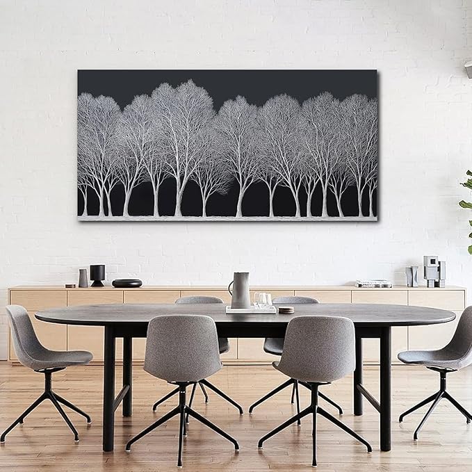Trogonup Black and White Wall Art for Bedroom Large Forest Picture Landscape Tree Artwork for Living Room Home Office Modern Canvas Prints Ready to Hang 24"x48"