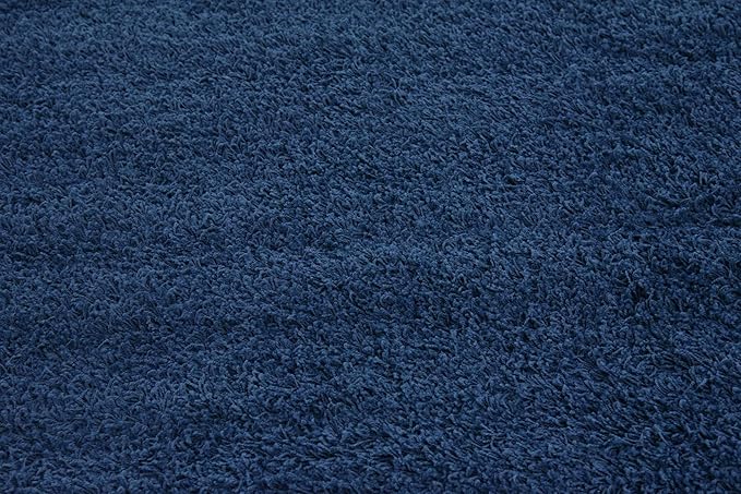Unique Loom Solid Shag Collection Area Rug (8' 2" Square, Sapphire Blue/ Navy Blue)