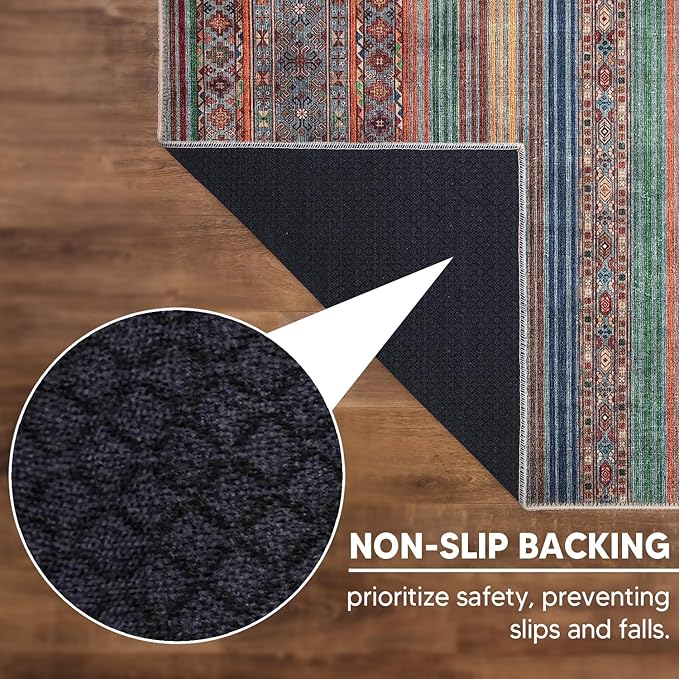 Keen Home Design 2x10 Rug - Machine Washable Runner Rug with Non-Slip Backing, Ideal for Hallway, Entryway, Kitchen, Laundry Room - Vintage, Easy Clean, Durable, Low Pile - (2'6" x 10')